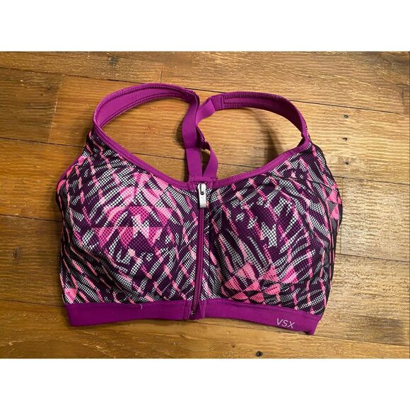 Victoria’s Secret Other - Victoria’s Secret VSX 32DD sports bra high support purple pink zipper